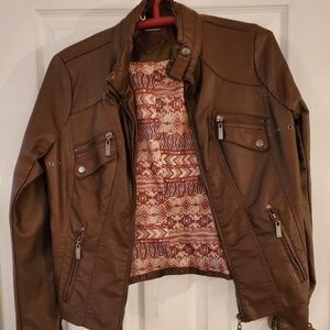 NWT JouJou Vegan Leather Mahogany Jacket